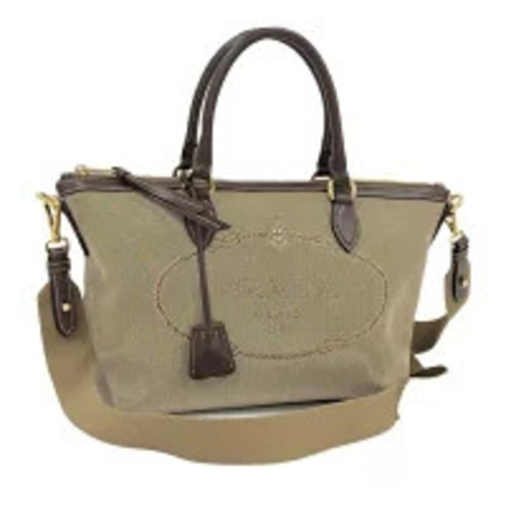 PRADA Handbag Logo Canvas Beige